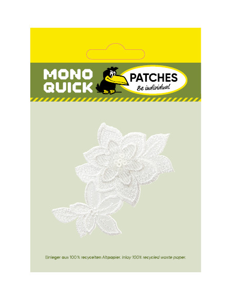Appliques, Patch, Écusson thermocollant : Ornement floral blanc