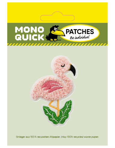 Applikation, Patch, Bügelbild: Flamingo flauschig