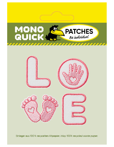 Applikation, Patch, Bügelbild: Baby Love rosa