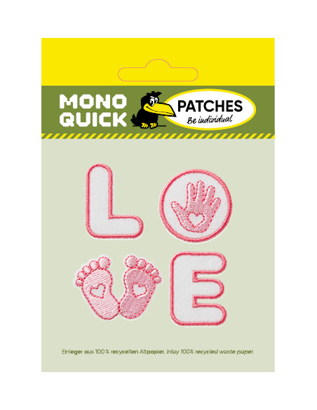 Applikation, Patch, Bügelbild: Baby Love rosa