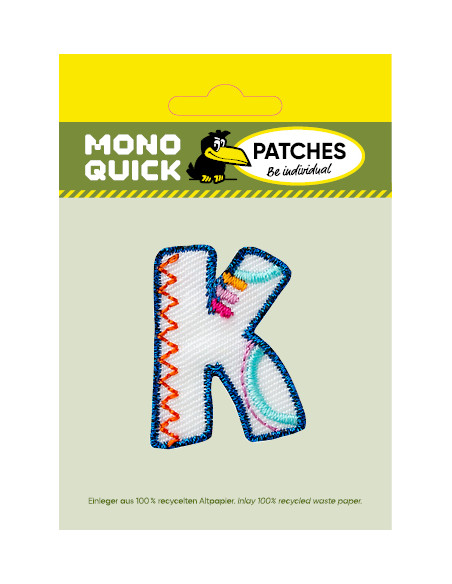 Applicatie, Patch, Strijkapplicatie: Enkele letter K kleurig