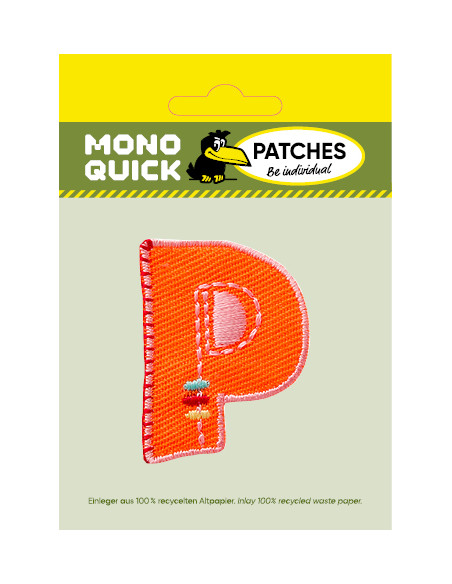 Monoquick Appliques, Patch, Écusson thermocollant : Lettre unique P colorée