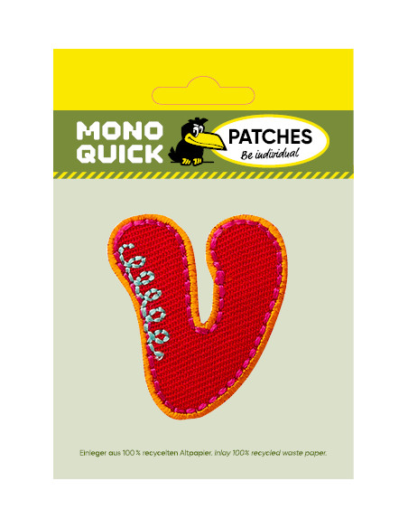 Applikation, Patch, Bügelbild: Einzelbuchstabe V bunt