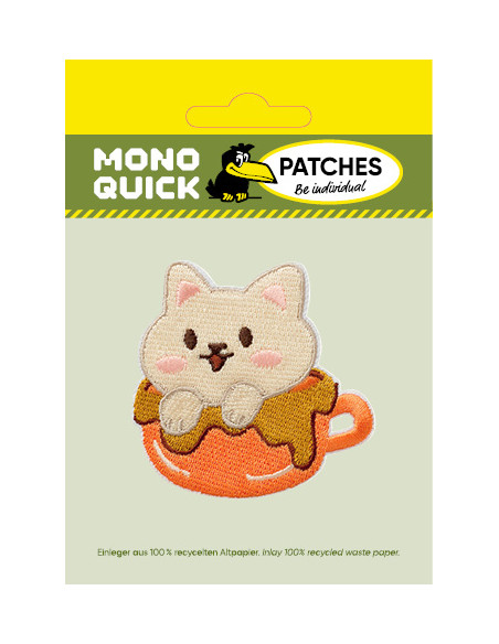 Applikation, Patch, Bügelbild: Katze in Tasse