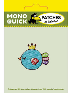 Applikation, Patch, Bügelbild: Vogel mit Krone 2