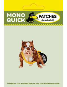 Applikation, Patch, Bügelbild: Dogge mit Gewicht 2
