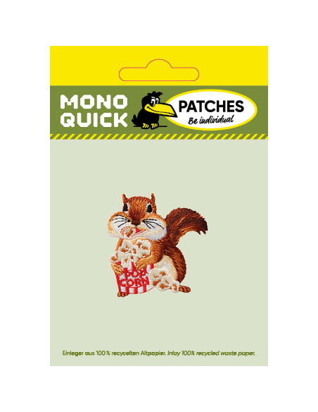 Appliques, Patch, Écusson thermocollant : Écureuil avec pop-corn