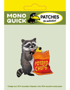 Applicatie, Patch, Strijkapplicatie: Wasbeer met chips 2