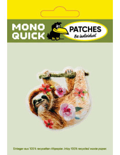 Applikation, Patch, Bügelbild: Faultier mit Blumen 2