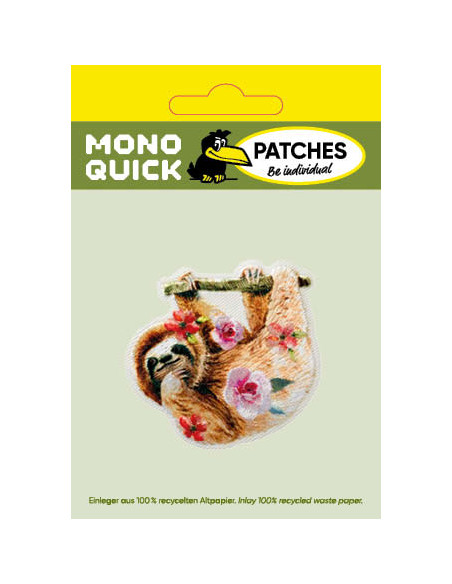 Appliques, Patch, Écusson thermocollant : Paresseux avec fleurs