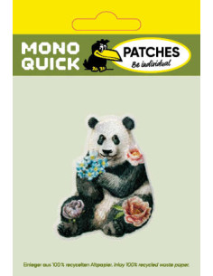 Appliques, Patch, Écusson thermocollant : Panda avec fleurs 2