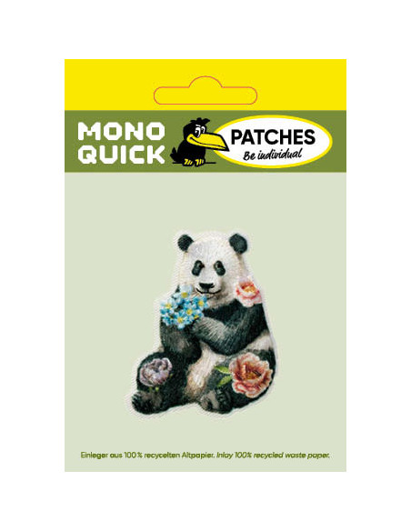 Applicatie, Patch, Strijkapplicatie: Panda met bloemen