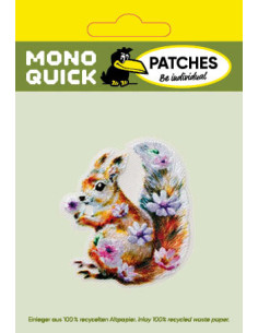 Applicatie, Patch, Strijkapplicatie: Eekhoorn met bloemen 2