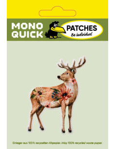 Applicatie, Patch, Strijkapplicatie: Hert met bloemen 2