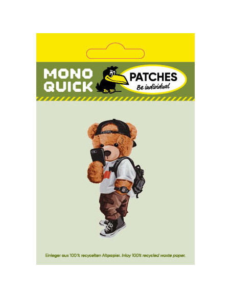 Applikation, Patch, Bügelbild: Bär mit Handy