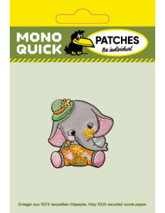 Applikation, Patch, Bügelbild: Elefant mit Schmetterling 2