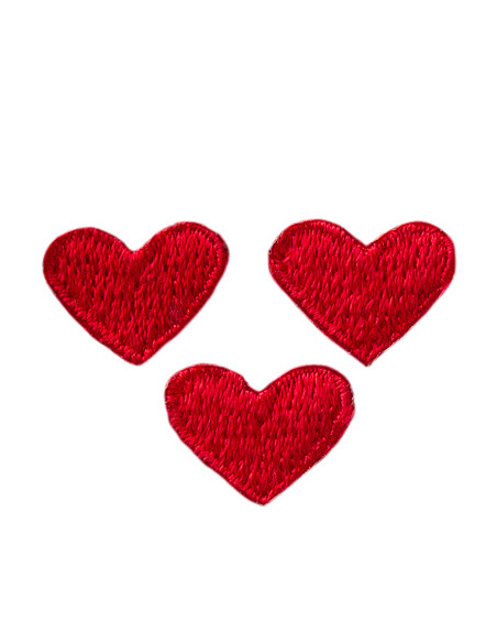Appliques, Patch, Écusson thermocollant : Coeur rouge 3 pcs