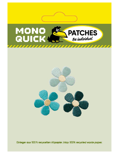 Applikation, Patch, Bügelbild: Set Blumen Türkis
