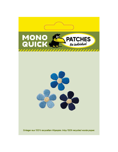 Applicatie, Patch, Strijkapplicatie: Set bloemen blauw
