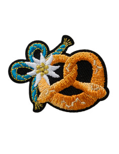 Applikation, Patch, Bügelbild: Brezel mit Edelweiß