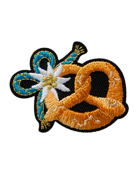Appliques, Patch, Écusson thermocollant :Bretzel à l'edelweiss