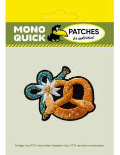 Applikation, Patch, Bügelbild: Brezel mit Edelweiß 2