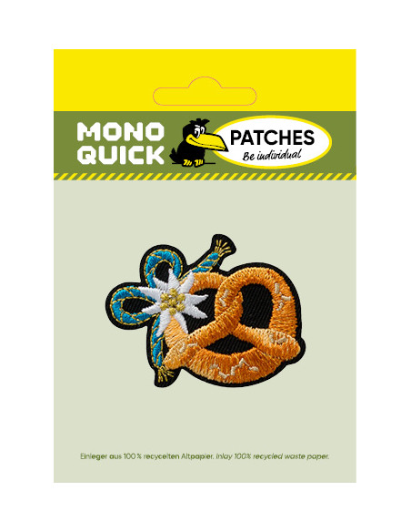 Appliques, Patch, Écusson thermocollant :Bretzel à l'edelweiss