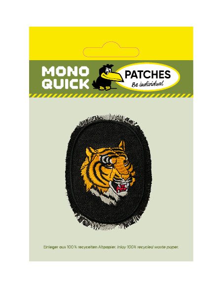 Applikation, Patch, Bügelbild: Jeansflick Tiger schwarz