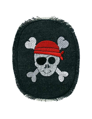 Applicatie, Patch, Strijkapplicatie:  Jeans patch met piratenhoofd