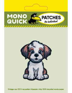 Applikation, Patch, Bügelbild: Hund weiß/braun 2