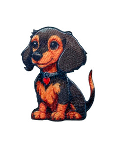 Applikation, Patch, Bügelbild: Hund dunkelbraun