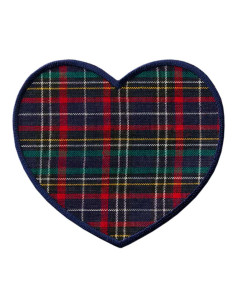 Applikation, Patch, Bügelbild: 2 Herzflicken Karo blau