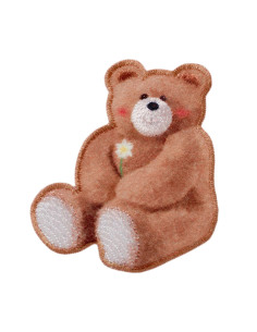Applikation, Patch, Bügelbild: Bär mit Blume