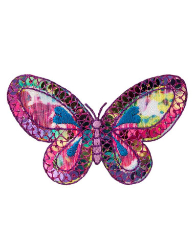 Applikation, Patch, Bügelbild: Schmetterling, pink Paill.