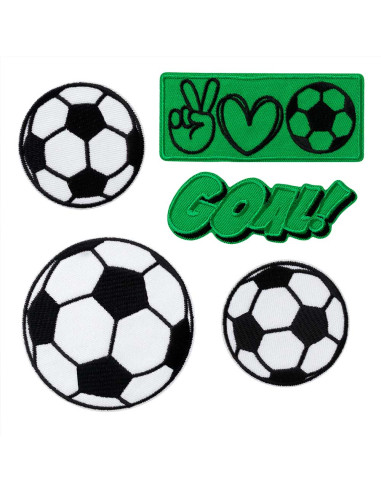 Applicatie, Patch, Strijkapplicatie: Voetbalset grote schoolkegel motief