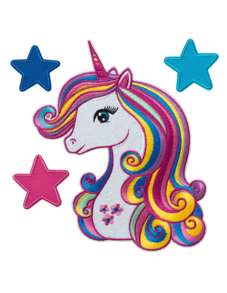 Applikation, Patch, Bügelbild: Einhorn Set Schultütenmotiv