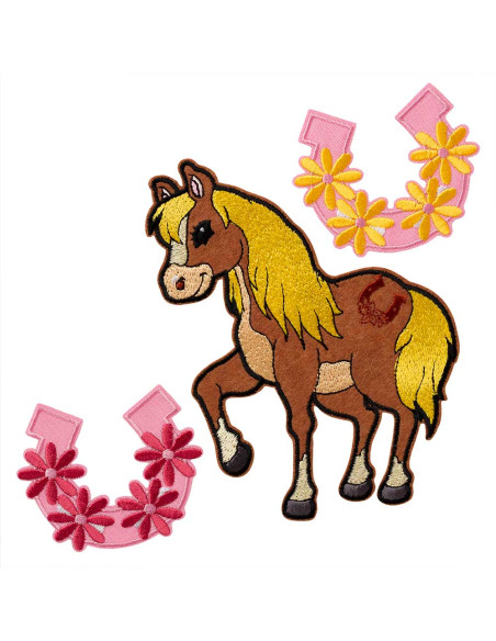 Applicatie, Patch, Strijkapplicatie: Paardenset schoolkegel motief