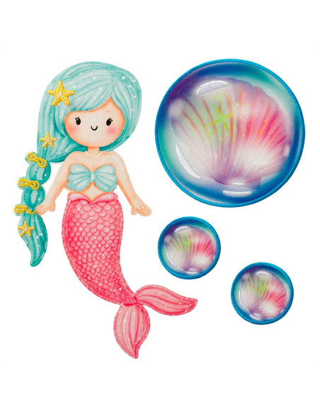 Applicatie, Patch, Strijkapplicatie: Zeemeermin set schoolkegel motief