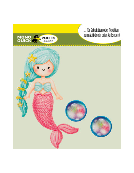 Applicatie, Patch, Strijkapplicatie: Zeemeermin set schoolkegel motief