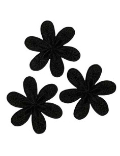 Applicatie, Patch, Strijkapplicatie: Bloemen, zwart 3 st.