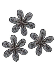 Applicatie, Patch, Strijkapplicatie: Bloemen, grijs 3 st.