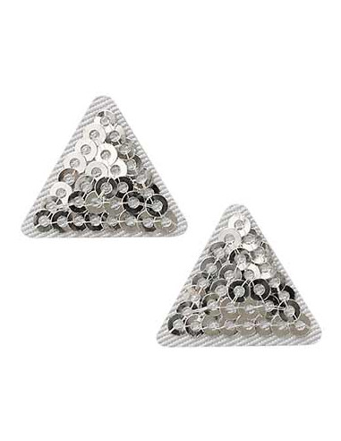 Appliques, Patch, Écusson thermocollant: Triangles Paillettes argent 2 pcs.