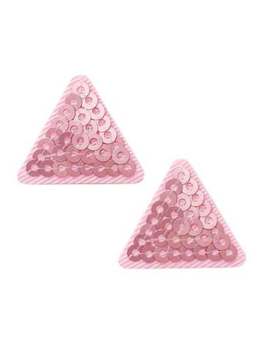 Applikation, Patch, Bügelbild: Dreiecke Pailletten rosa 2 Stk.
