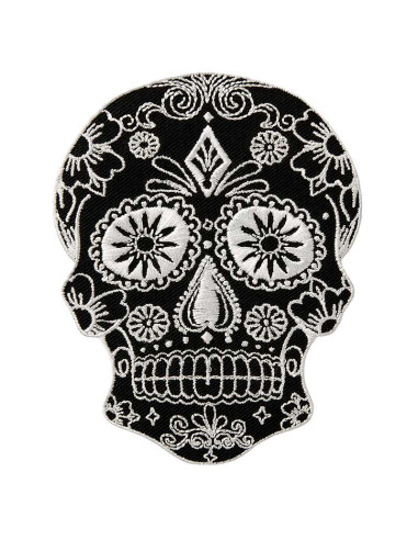 Applikation, Patch, Bügelbild: Totenkopf, schwarz/weiß