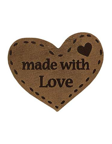 Appliques, Patch, Écusson thermocollant : Made with Love, marron clair