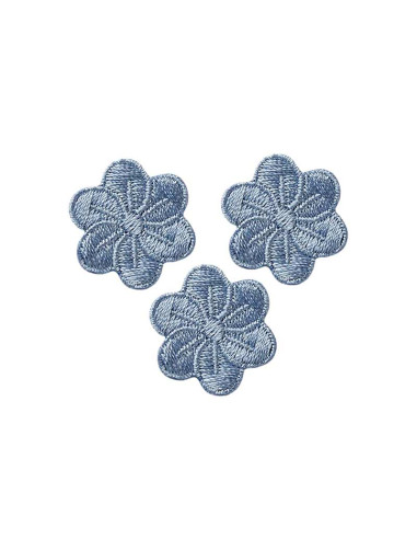 Applikation, Patch, Bügelbild: Blumen, graublau 3St.