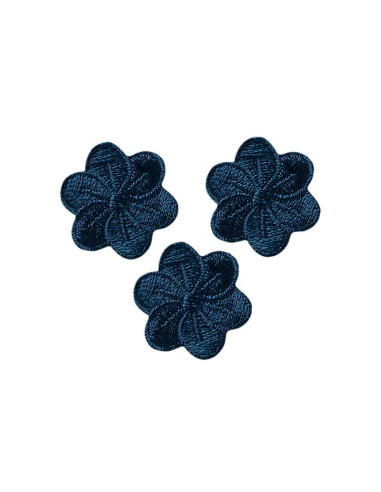 Applicatie, Patch, Strijkapplicatie: Bloemen, donkerblauw 3st.