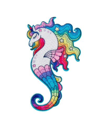 Applikation, Patch, Bügelbild: Einhorn-Seepferdchen