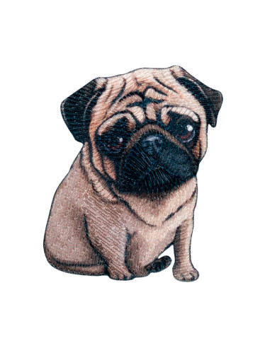 Applikation, Patch, Bügelbild: Hund Mops