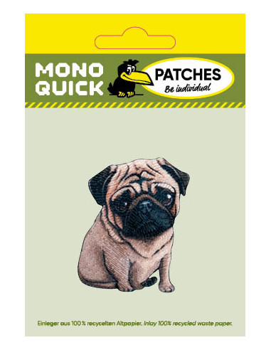 Applikation, Patch, Bügelbild: Hund Mops